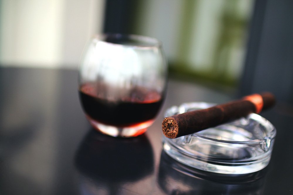 cigar and a glass of wine